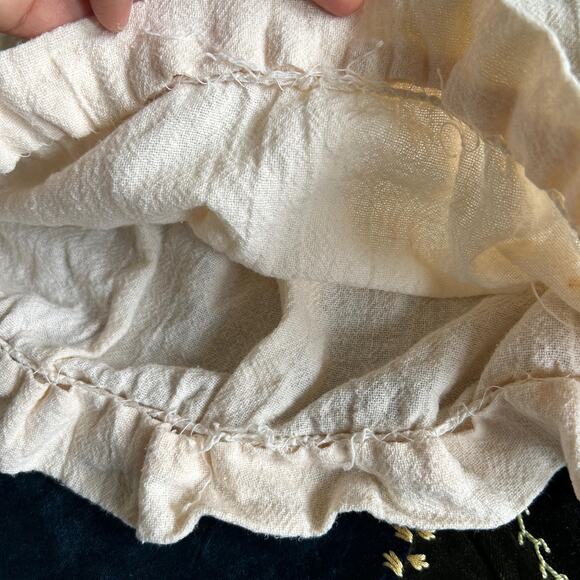 Vintage 60s/70s Gauzy Cotton Crochet Folk Peasant Drawstring Corset Cover Top - Picture 6 of 8